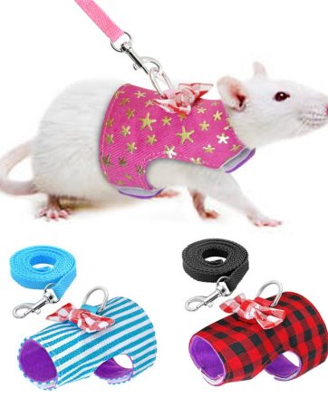 Small Pet Rabbit Harness Vest and Leash Set For Ferret Guinea Pig Bunny Hamster Puppy Bowknot Chest Strap Harness Pet Supplies 4