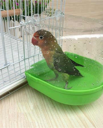 AHUAPET Bird Bath Bathtub Bath Box Bird Cleaning Tool Cage Accessories Parrot Bath Transparent Plastic Hanging Tub Shower E
