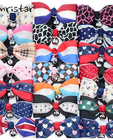Cute Bow Tie Bell Pet Collars For Small Medium Cats Adjustable Lovely Necklace Soft Safety Bowknot Kitten Cat Puppy Dog Collar